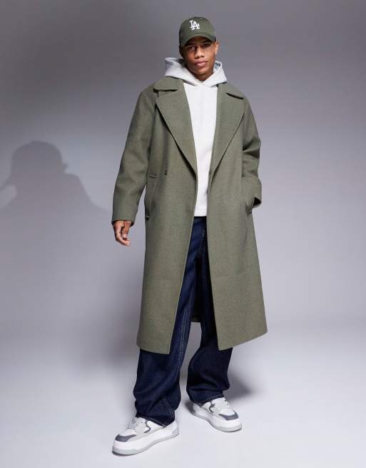 ASOS DESIGN – Płaszcz oversize z imitacji wełny w kolorze khaki