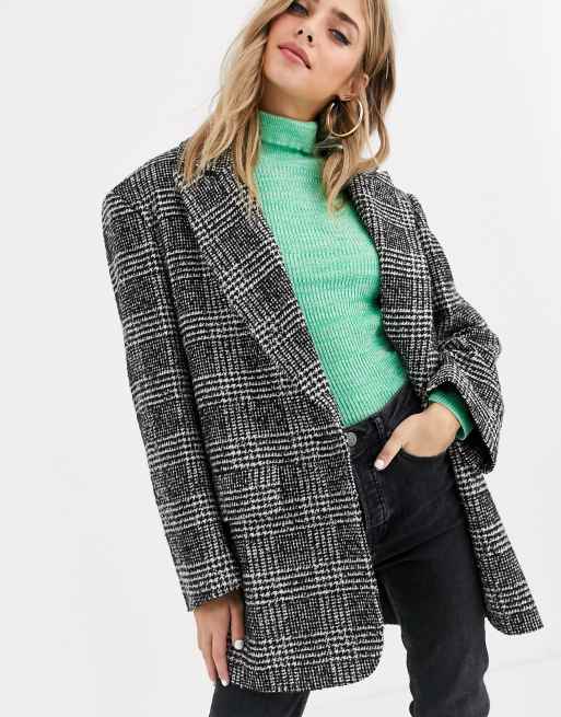 ASOS DESIGN – Płaszcz z kołnierzem retro w kratę księcia Walii