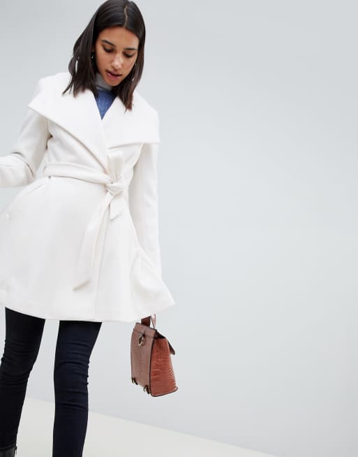 ASOS DESIGN –Płaszcz z kołnierzem waterfall i paskiem