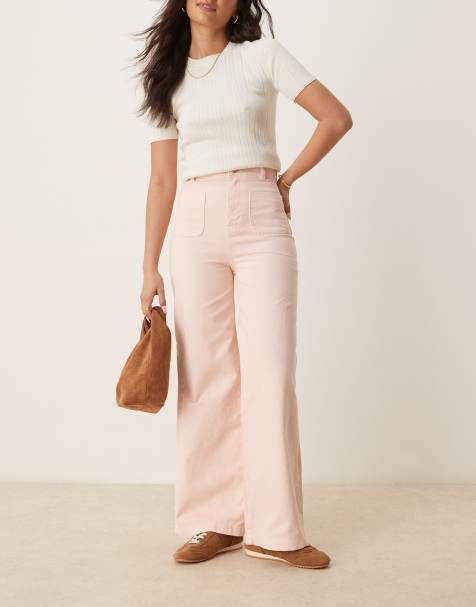 ASOS DESIGN patch pocket jeans in washed pink - view 1