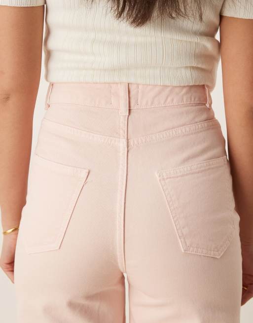 ASOS DESIGN patch pocket jeans in washed pink, 4 of 5