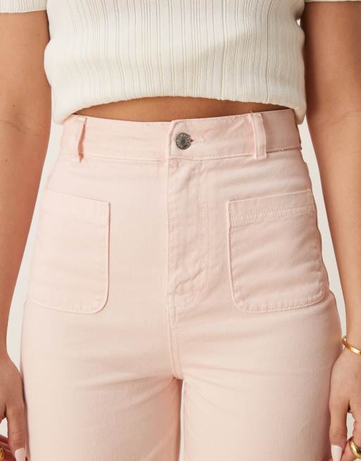 ASOS DESIGN patch pocket jeans in washed pink, 5 of 5