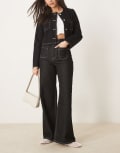 [ASOS DESIGN] ASOS DESIGN patch pocket wide leg jeans with contrast stitching in black 10 Black