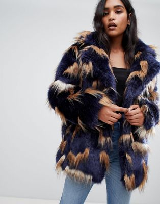 ASOS DESIGN patched faux fur coat | ASOS