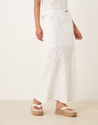 Asos Design Patchwork Maxi Skirt In White