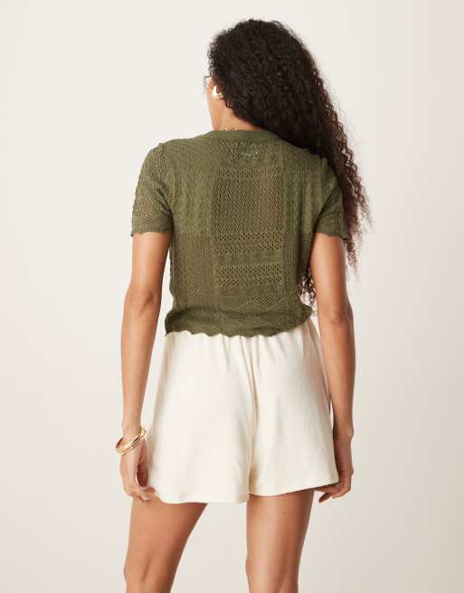 ASOS DESIGN patchwork stitch interest knit T-shirt, 3 of 4