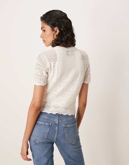 ASOS DESIGN patchwork stitch interest knit T-shirt, 3 of 4