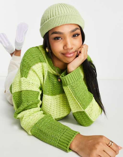 ASOS DESIGN patchwork sweater in green