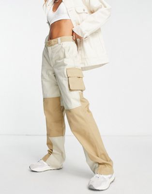 ASOS DESIGN patchwork utility cargo trouser in beige - ASOS Price Checker