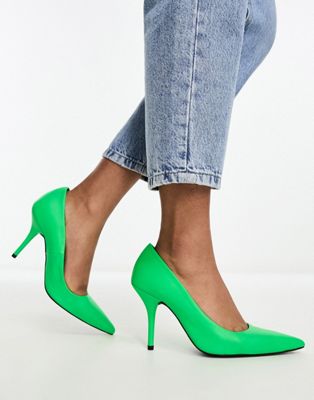 ASOS DESIGN Patience premium leather court shoes in green - ASOS Price Checker