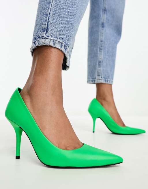 ASOS DESIGN Patience premium leather pumps in green