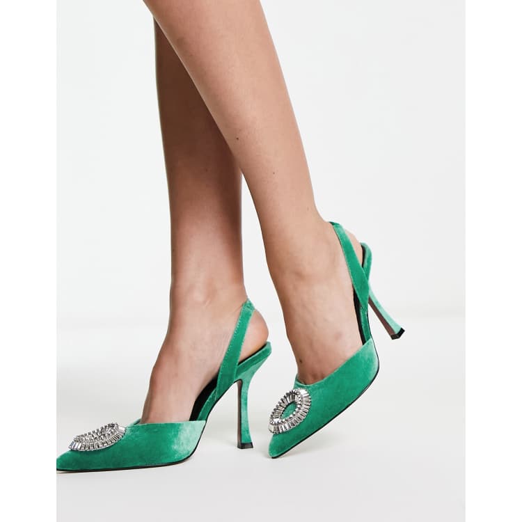 Emerald green cheap slingback shoes