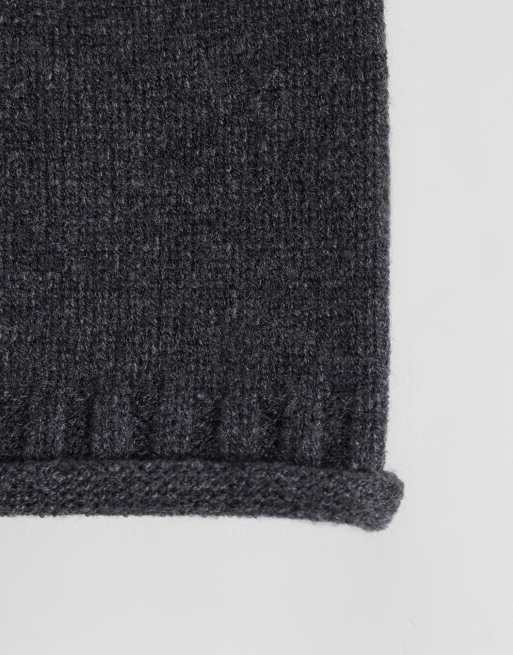 ASOS DESIGN pattern edge rolled hem skull beanie in grey, 2 of 3