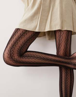 Asos Design Pattern Net Tights In Black