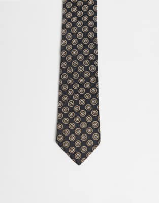 Asos Design Patterned Neck Tie In Blue