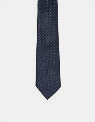 Asos Design Patterned Tie In Blue