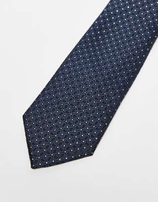 Asos Design Patterned Tie In Blue