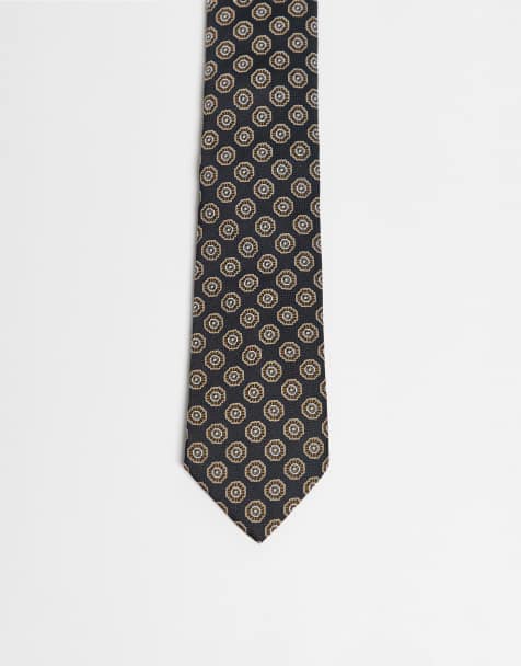 ASOS DESIGN patterned tie in black - view 1