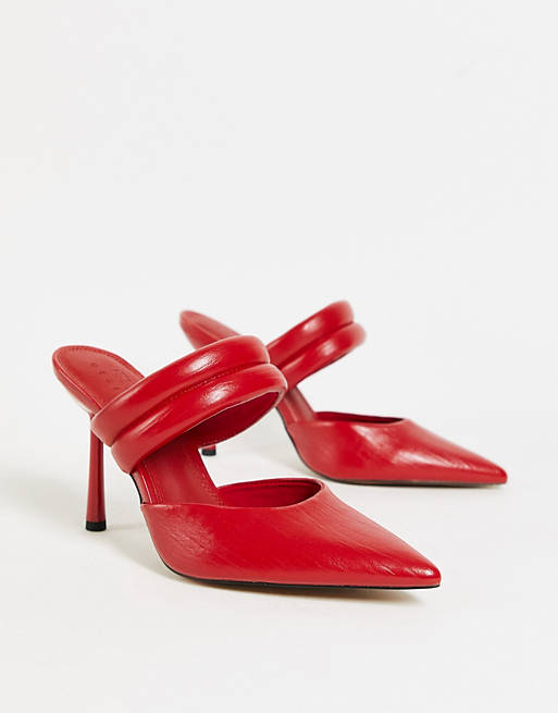 ASOS DESIGN Paxton padded heeled mules in red