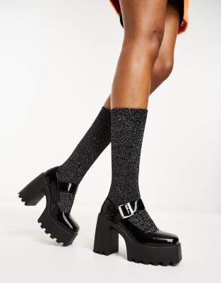 ASOS DESIGN - Paxton - Scarpe alte Mary Jane nere con suola spessa | ASOS