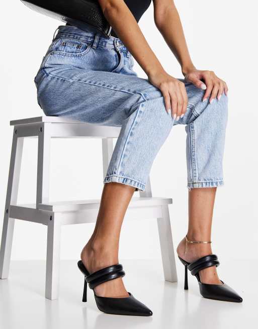 ASOS DESIGN - Paxton - Sorte mules med hæl og polstring