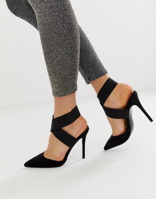 ASOS DESIGN Payback elastic high heels in black | ASOS