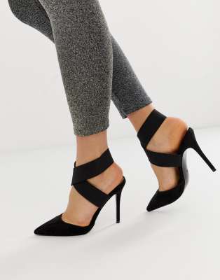 ASOS DESIGN - Payback - Hoge hakken met elastische band in zwart | ASOS