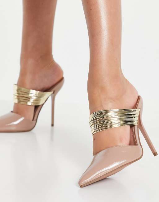 ASOS DESIGN Peace Sabot beige con tacco alto e dettagli e contrasto