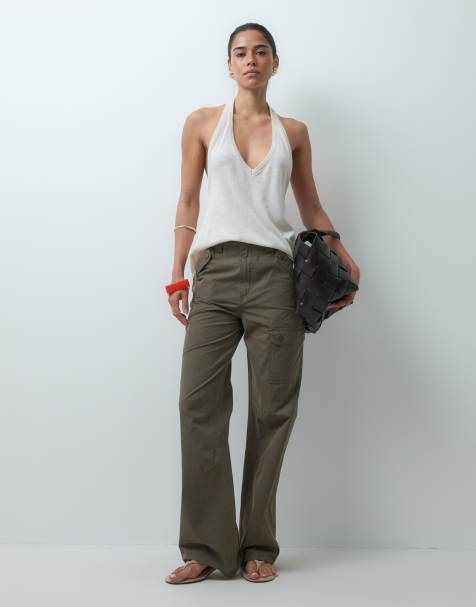 ASOS DESIGN peached cargo pants with pocket detail in khaki - view 1