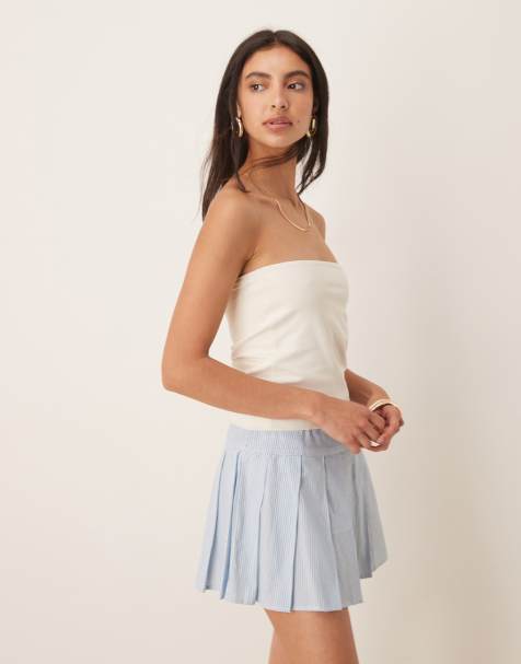 ASOS DESIGN peached cotton long line bandeau in cream - view 1