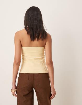 Asos Design Peached Cotton Long Line Bandeau Top