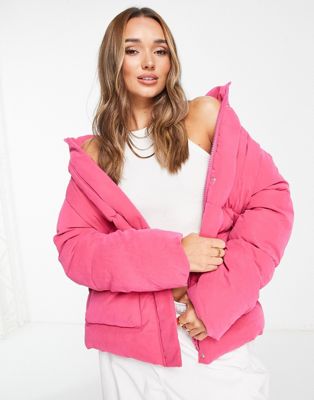 ASOS DESIGN peached puffer jacket in pink