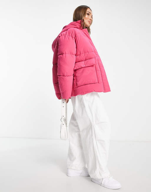 ASOS DESIGN peached puffer jacket in pink