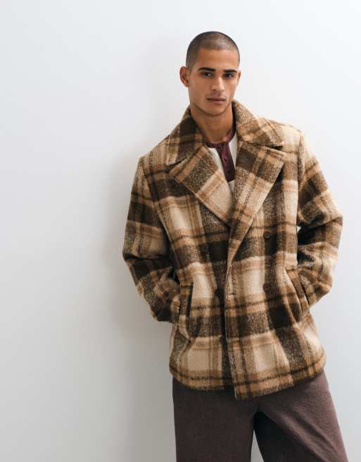 ASOS DESIGN peacoat i brun ternet uldlook, 2 af 5