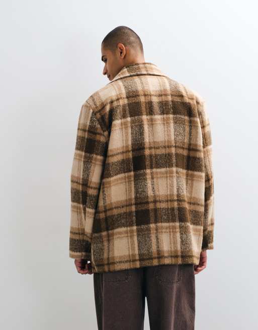 ASOS DESIGN peacoat i brun ternet uldlook, 5 af 5