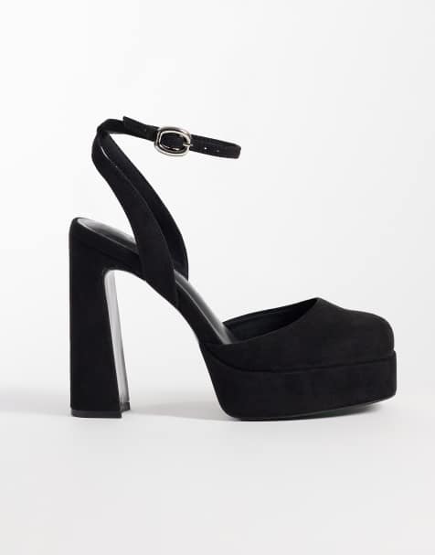 ASOS DESIGN Peaked platform high heeled shoes in black - view 1