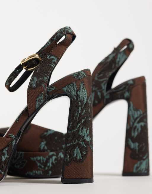 ASOS DESIGN Peaked platform high heeled shoes in chocolate velvet, 4 of 4
