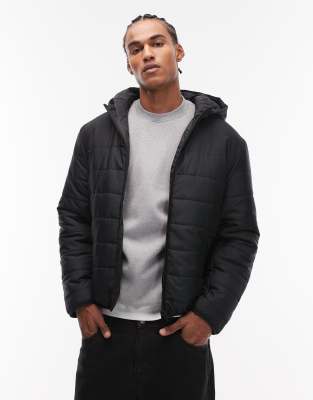 Asos Design Peakmax™ Hooded Liner Jacket In Black