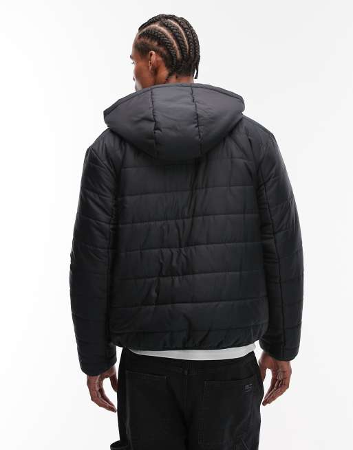 ASOS DESIGN peakMAX™ hooded liner jacket in black, 3 of 5