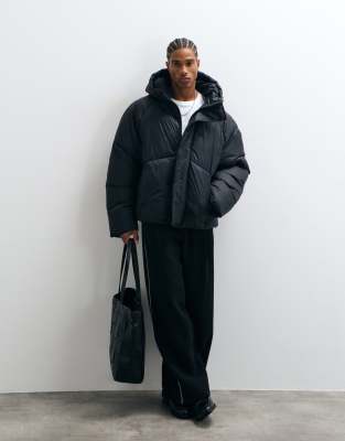 Asos Design Peakmax Puffer Jacket In Black