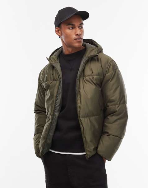 ASOS DESIGN peakMAX™ puffer jacket in khaki green - view 1