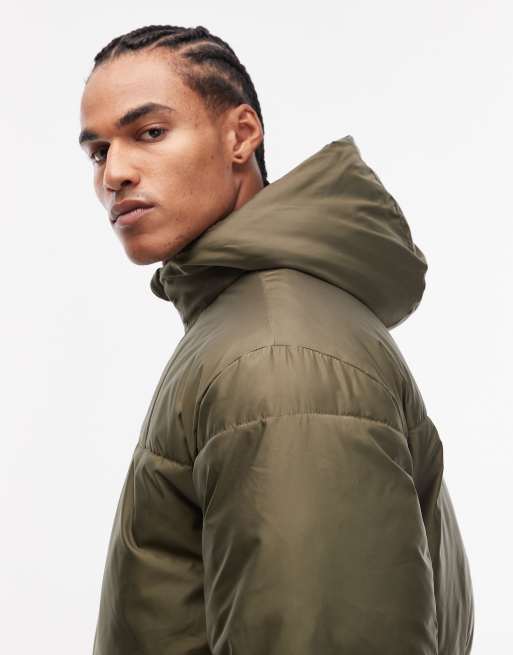 ASOS DESIGN peakMAX™ puffer jacket in khaki, 4 of 5