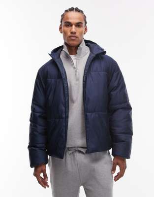 Asos Design Peakmax™ Puffer Jacket In Blue
