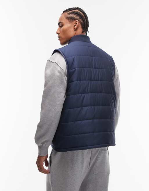 ASOS DESIGN peakMAX™ quilted gilet in navy, 3 of 5
