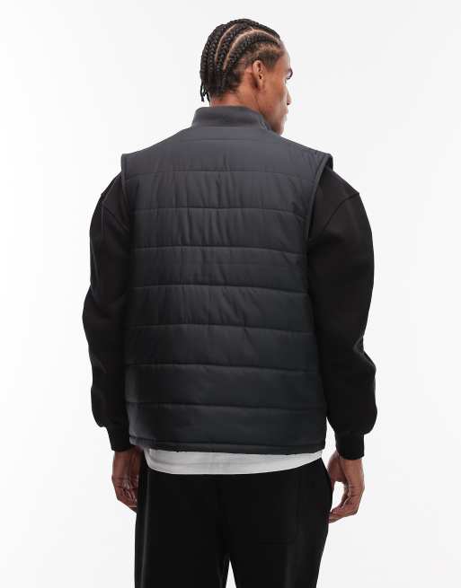 ASOS DESIGN peakMAX™ quilted vest in black, 3 of 5