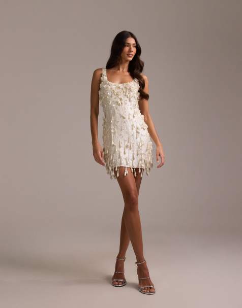 slim fit dress slacks Fran Gold Sequin Contrast Party Mini Dress - US 14 main image 0