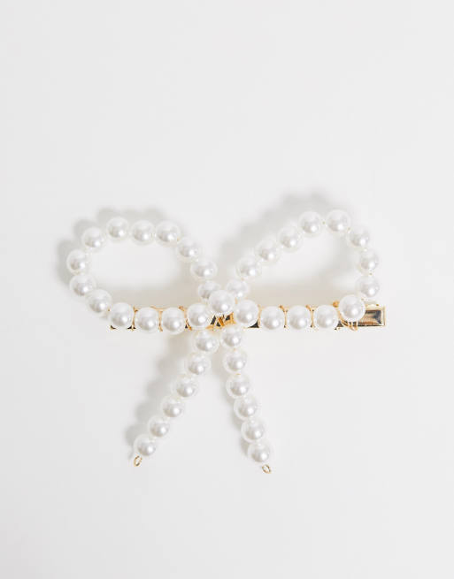 ASOS DESIGN + Pearl Bow Hair Clip