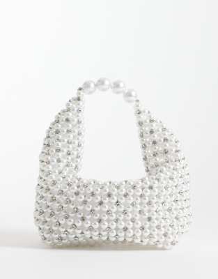 Asos Design Pearl Clutch In White