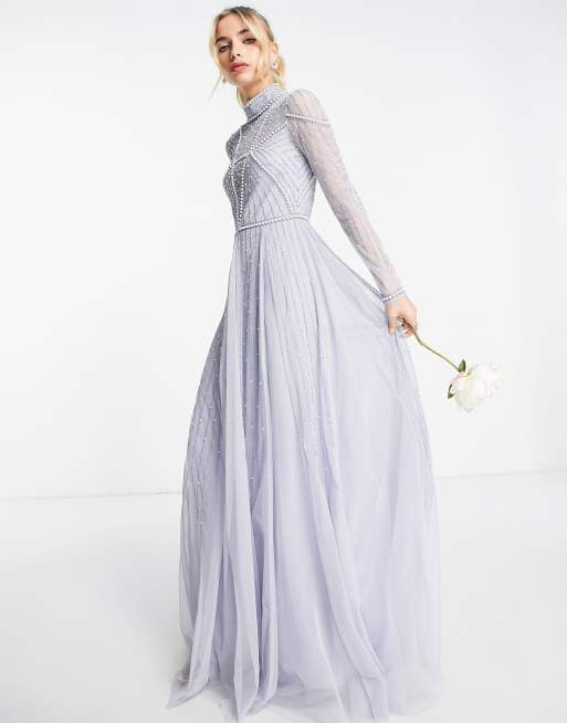 Maxi dress with long sleeve sale embellished bodice