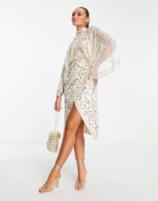 White embellished midi clearance dress